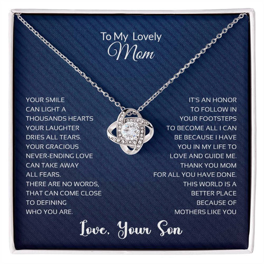 To My Lovely Mom | Thank You - Love Knot Necklace